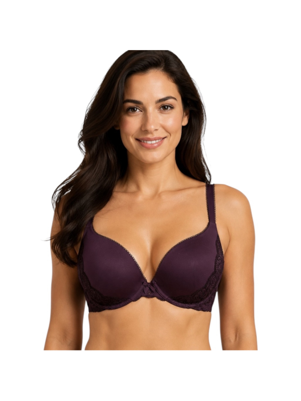 Victoria’s Secret Push-Up Bra 34DD Deep Plum Purple Lace Underwire